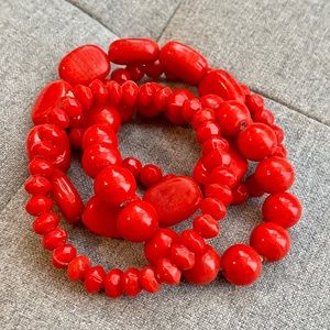 Red glass beads bracelets